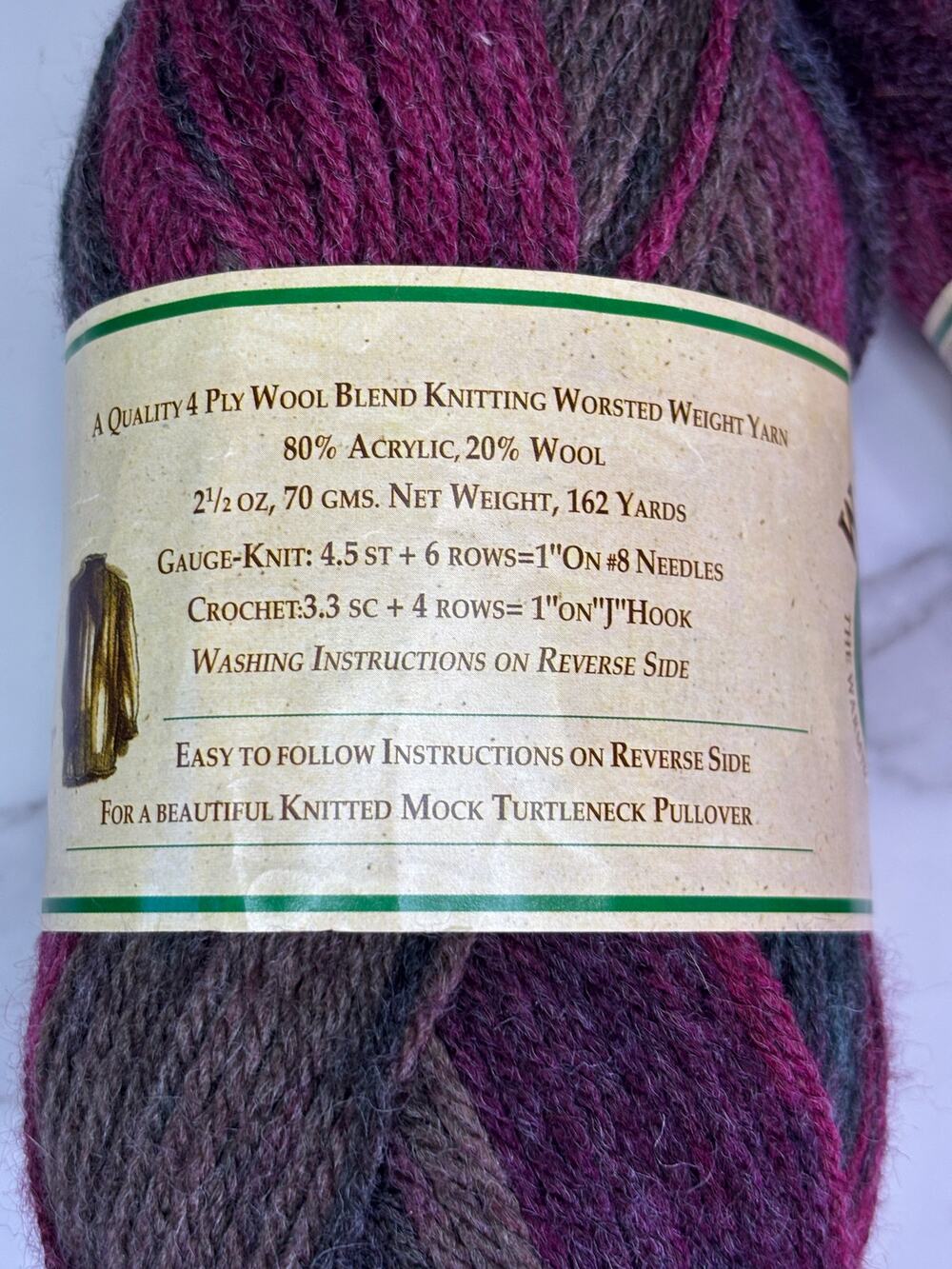 Lion Brand Wool-Ease Vintage Yarn Lot of 2 Burgundy Country 231 Same Dye Lot